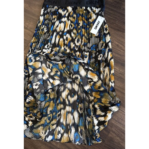 DKNY Women's Logo-Waistband Pleated Satin Midi Skirt Black Multi S - Picture 9 of 9